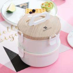 木艾圓形雙層飯盒（定制